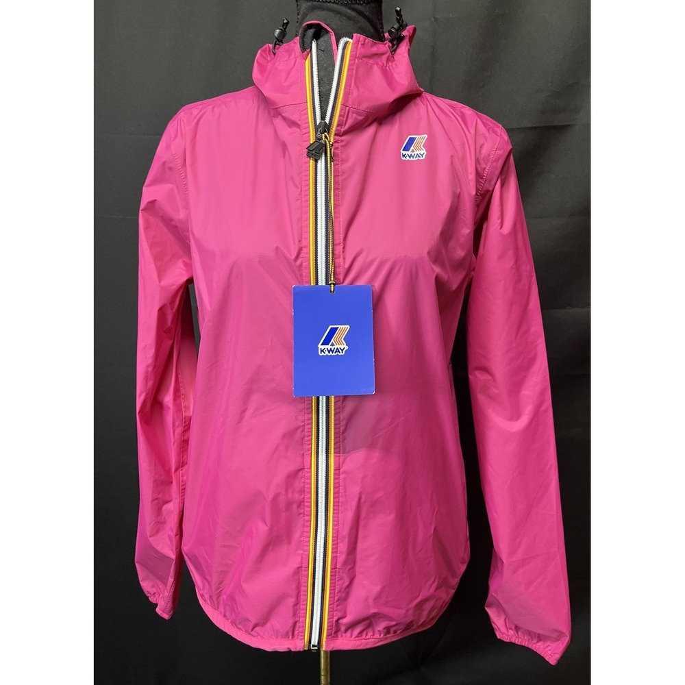 K-Way‎ X J Crew Jacket Womens XS Pink Hooded Packable Lightweight Raincoat